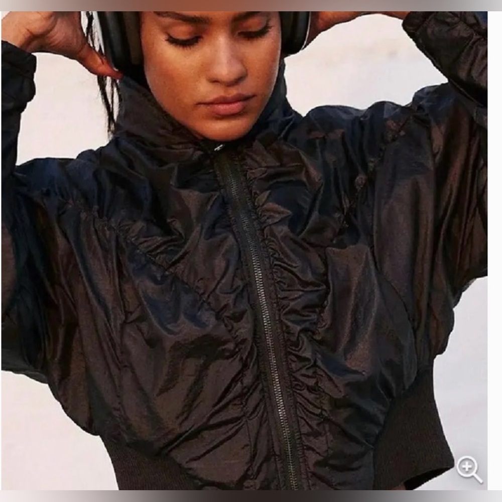 Free People Movement Black Glitz Blitz Bomber Puffer Jacket
Size Small